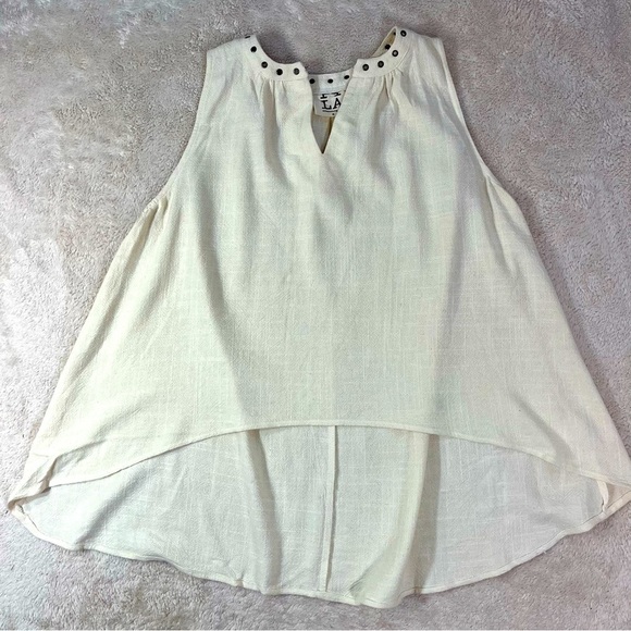 PPLA Lily Top Linen Hi-low Tank Top Sz S Grommets on Collar - Picture 5 of 9